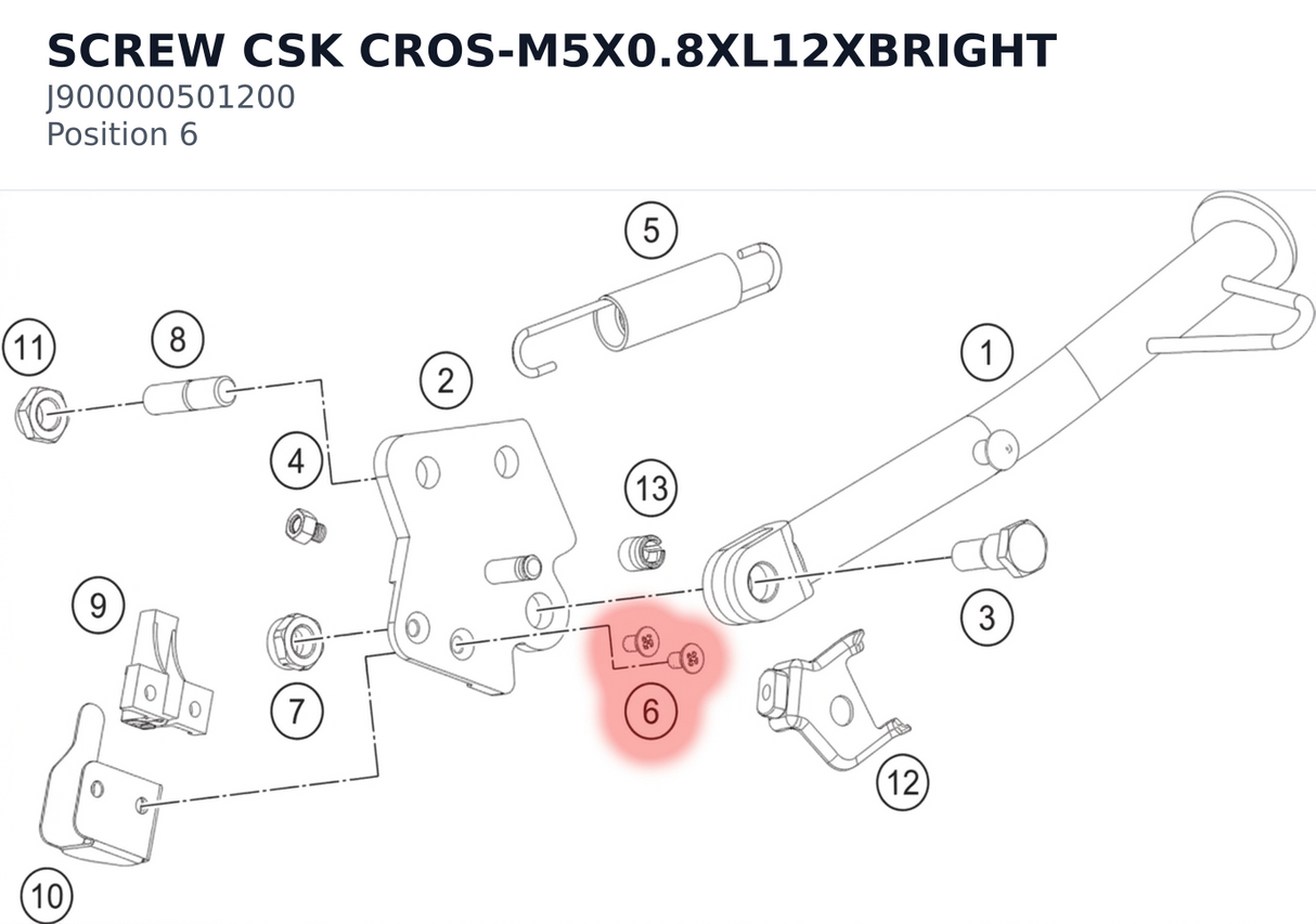 Diagram preview: SCREW CSK CROS-M5X0.8XL12XBRIGHT (J900000501200)