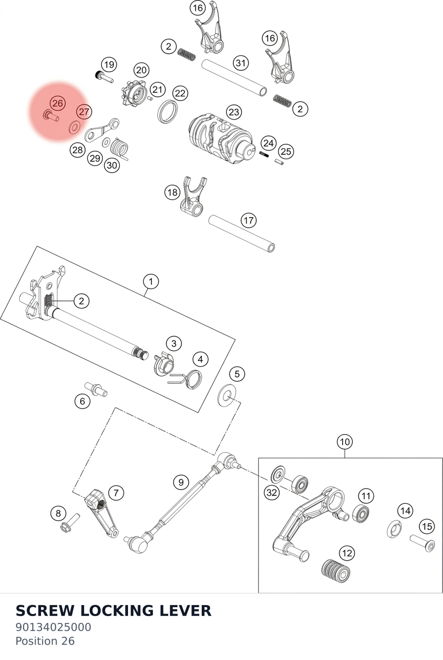 Diagram preview: SCREW LOCKING LEVER (90134025000)