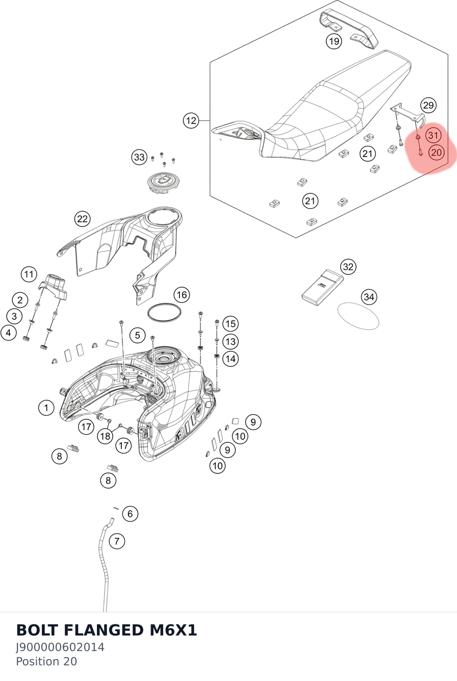 Diagram preview: BOLT FLANGED M6X1 (J900000602014)