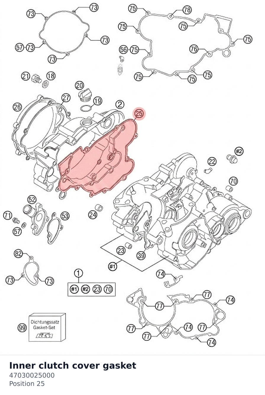 Diagram preview: Inner clutch cover gasket (47030025000)