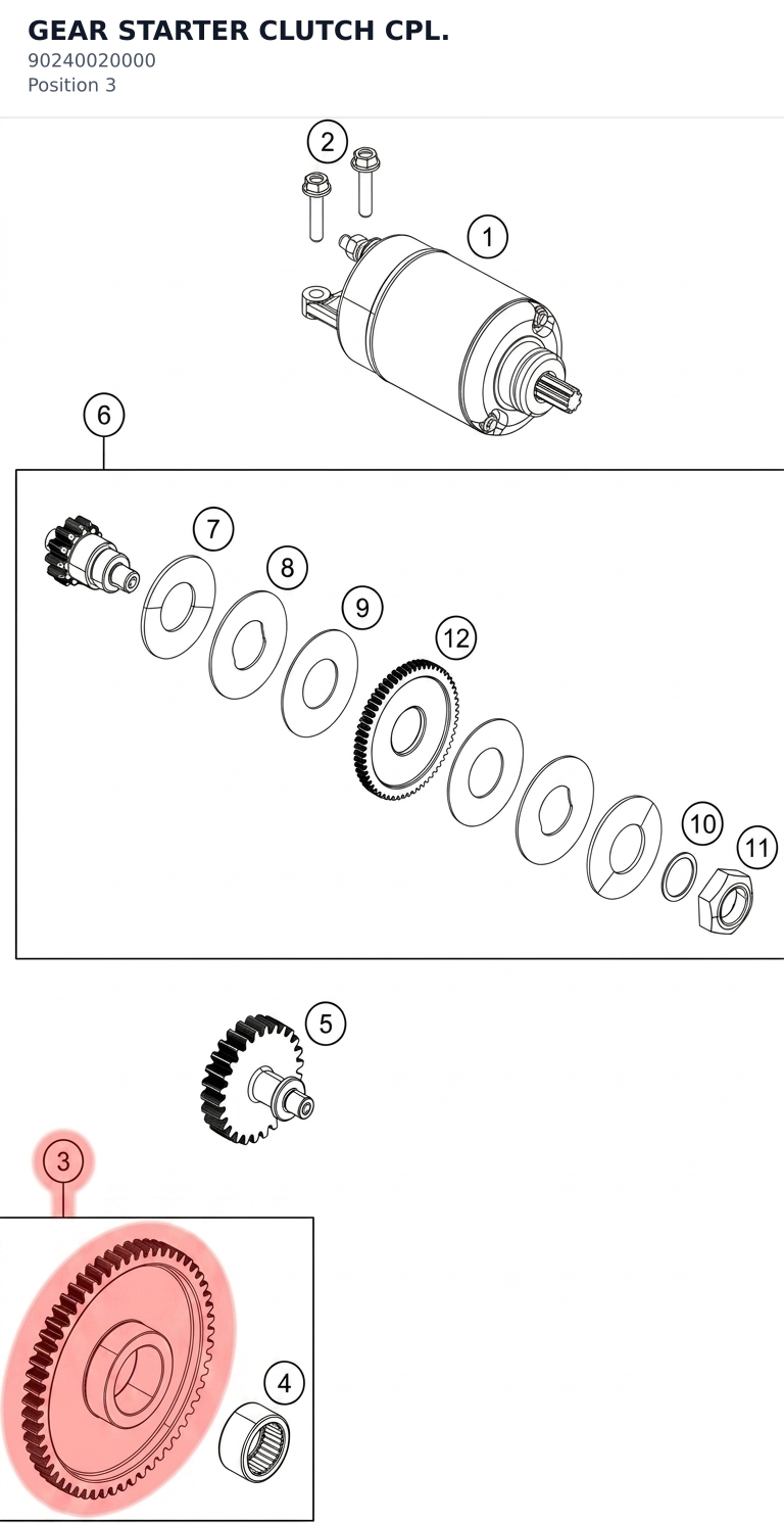 Diagram preview: GEAR STARTER CLUTCH CPL. (90240020000)