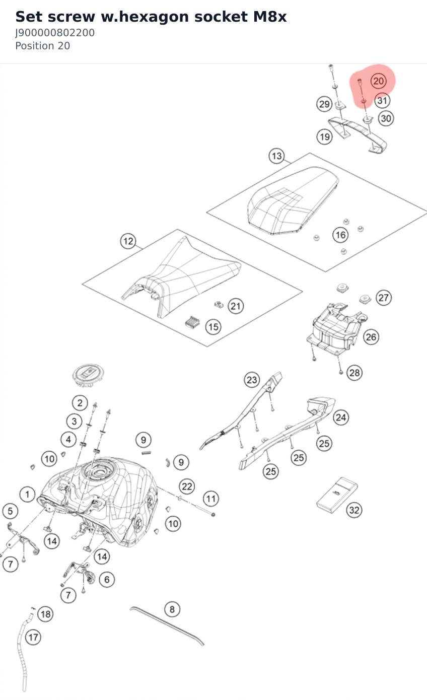 Diagram preview: Set screw w.hexagon socket M8x (J900000802200)