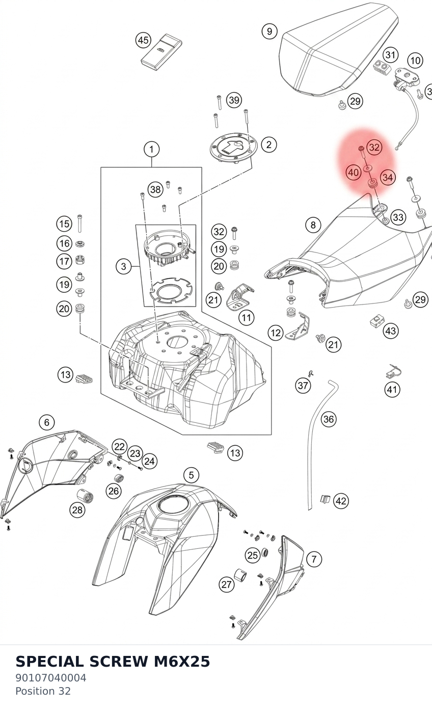 Diagram preview: SPECIAL SCREW M6X25 (90107040004)