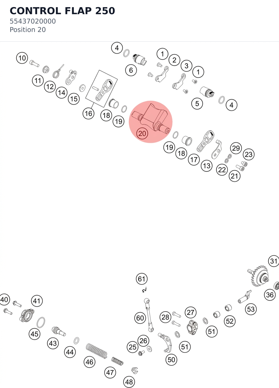 Diagram preview: CONTROL FLAP 250 (55437020000)