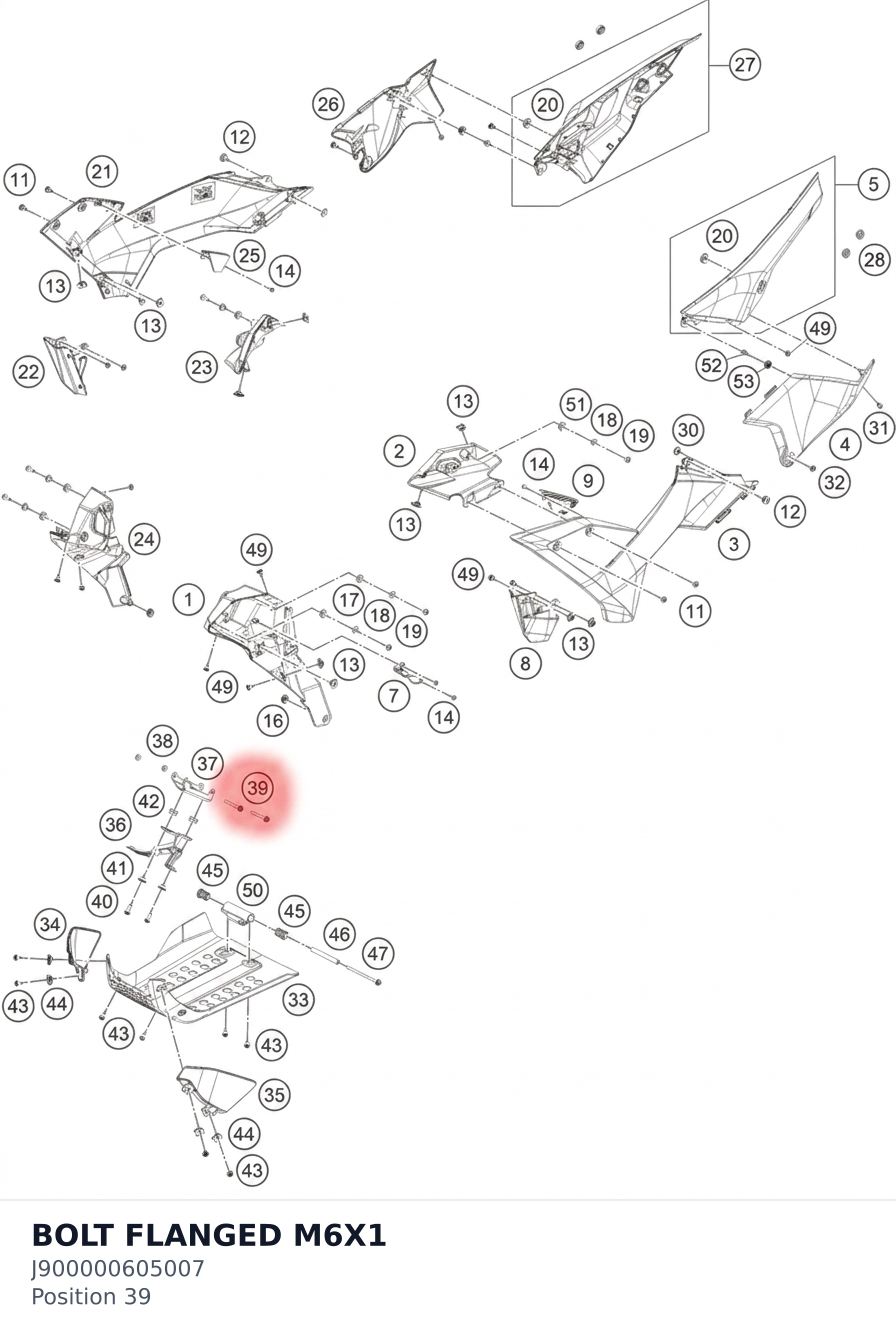 Diagram preview: BOLT FLANGED M6X1 (J900000605007)
