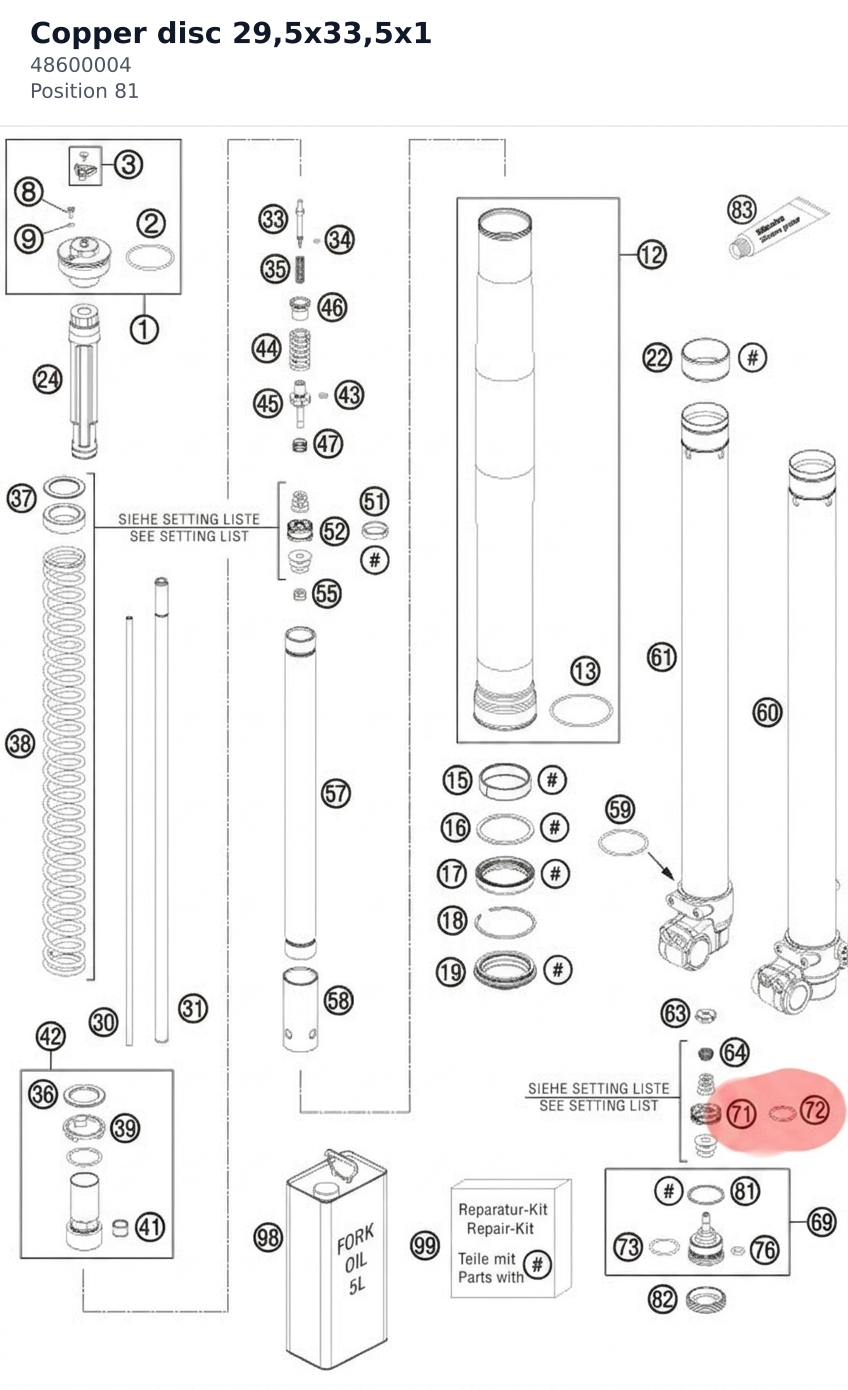 Diagram preview: Copper disc 29,5x33,5x1 (48600004)