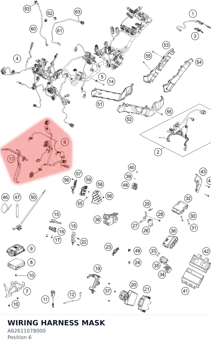 Diagram preview: WIRING HARNESS MASK (A62611078000)