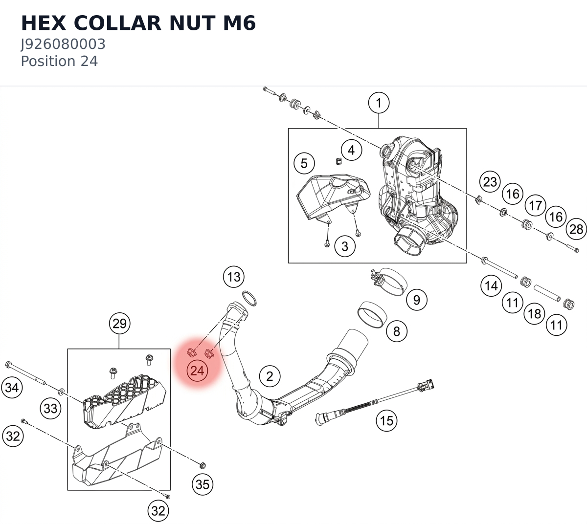 Diagram preview: HEX COLLAR NUT M6 (J926080003)