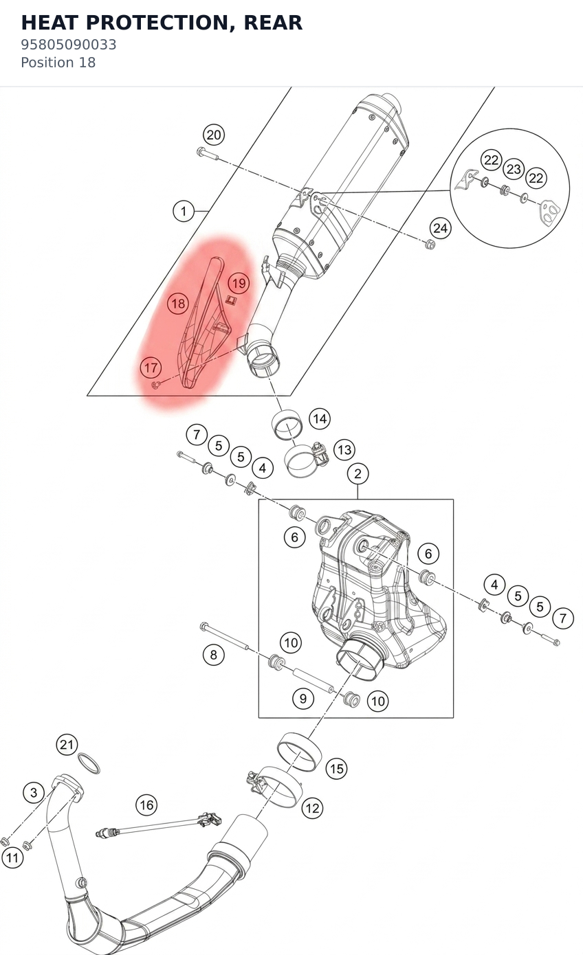 Diagram preview: HEAT PROTECTION, REAR (95805090033)