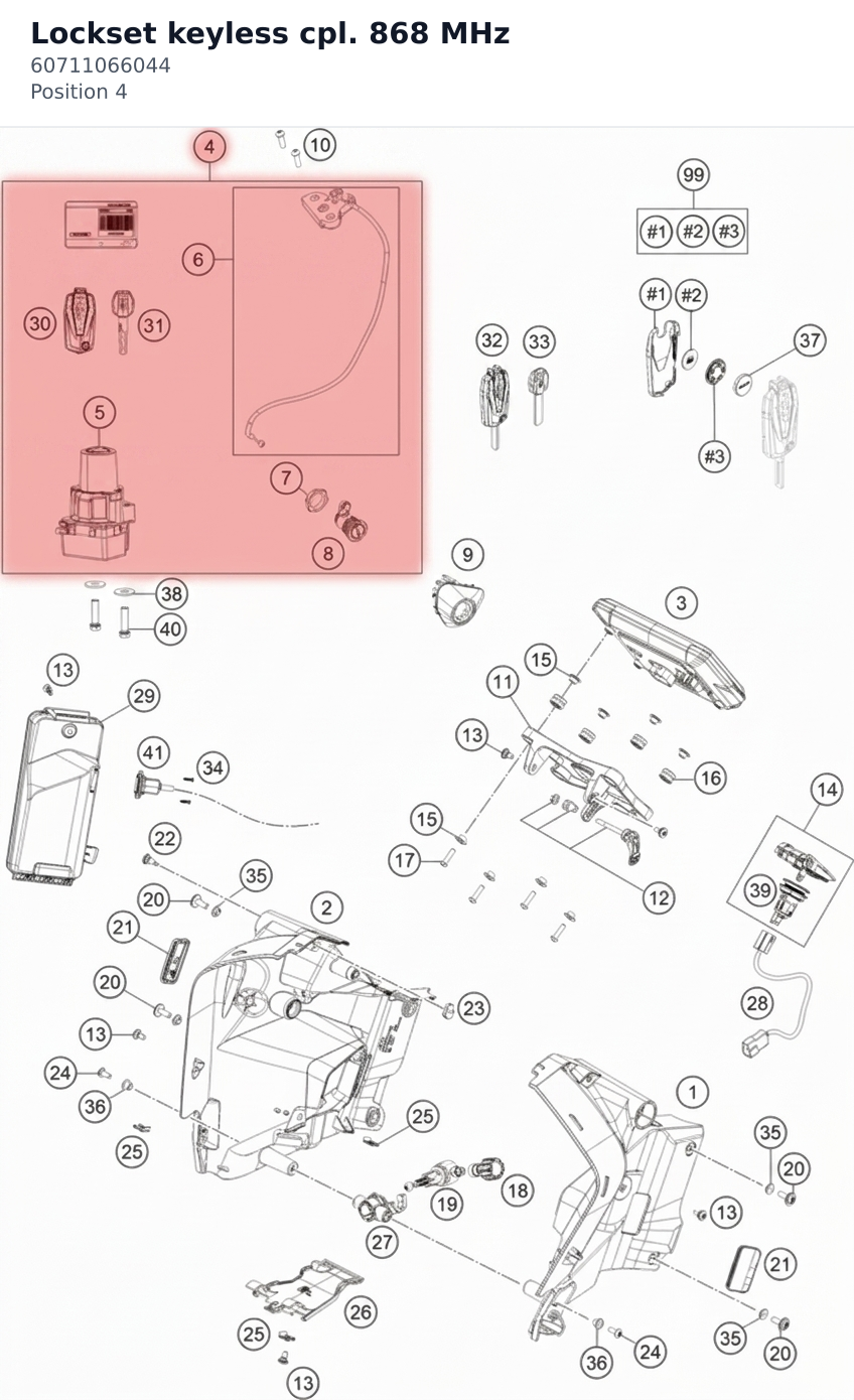 Diagram preview: Lockset keyless cpl. 868 MHz (60711066044)