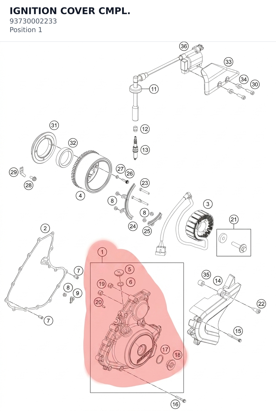 Diagram preview: IGNITION COVER CMPL. (93730002233)