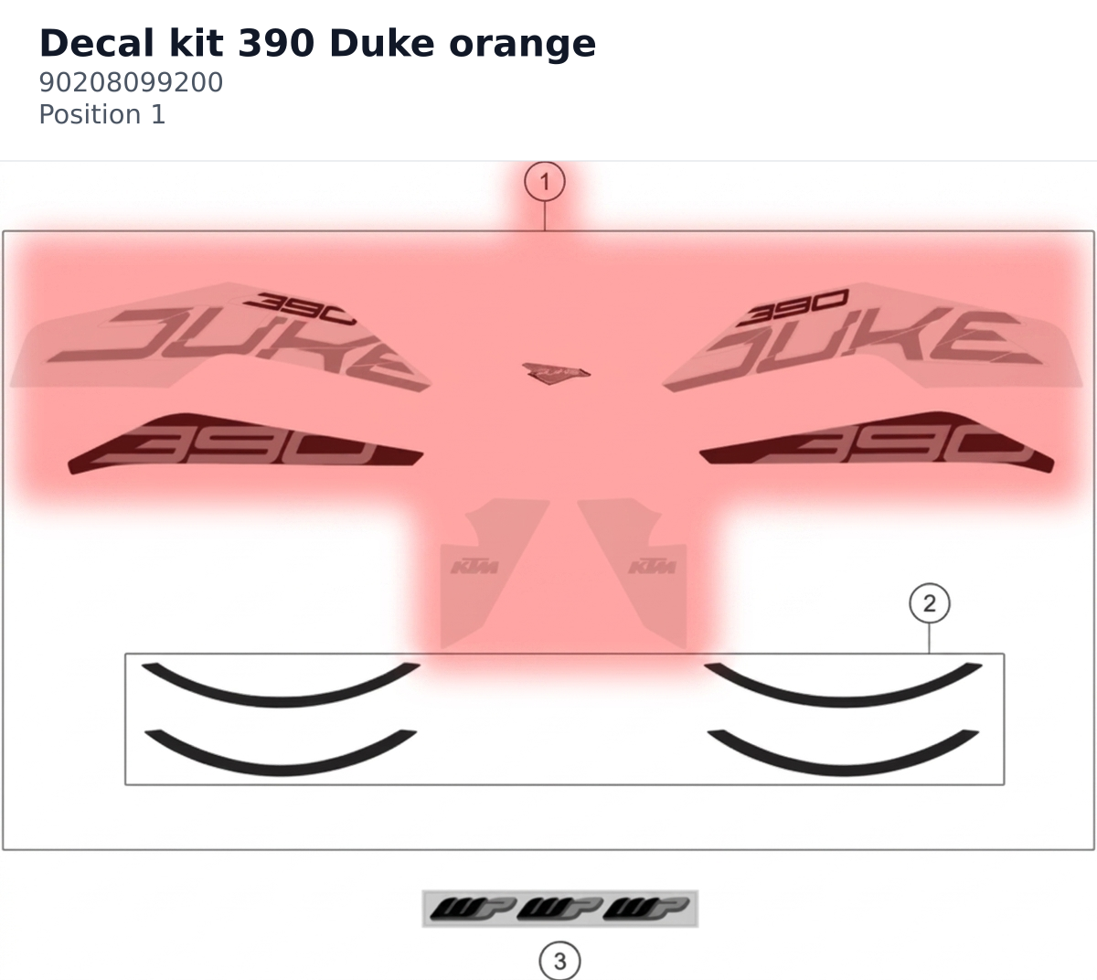 Diagram preview: Decal kit 390 Duke orange (90208099200)