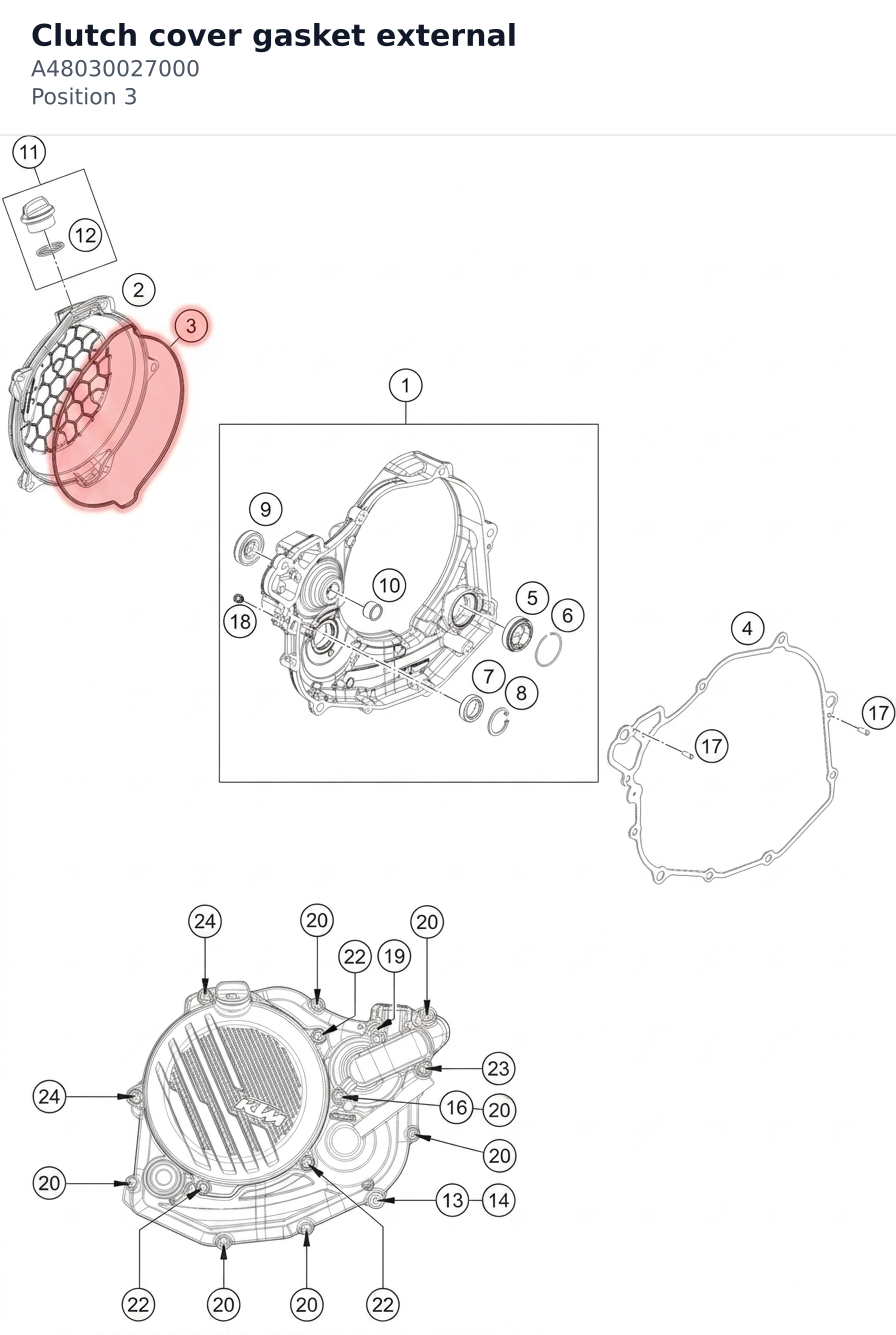 Diagram preview: Clutch cover gasket external (A48030027000)