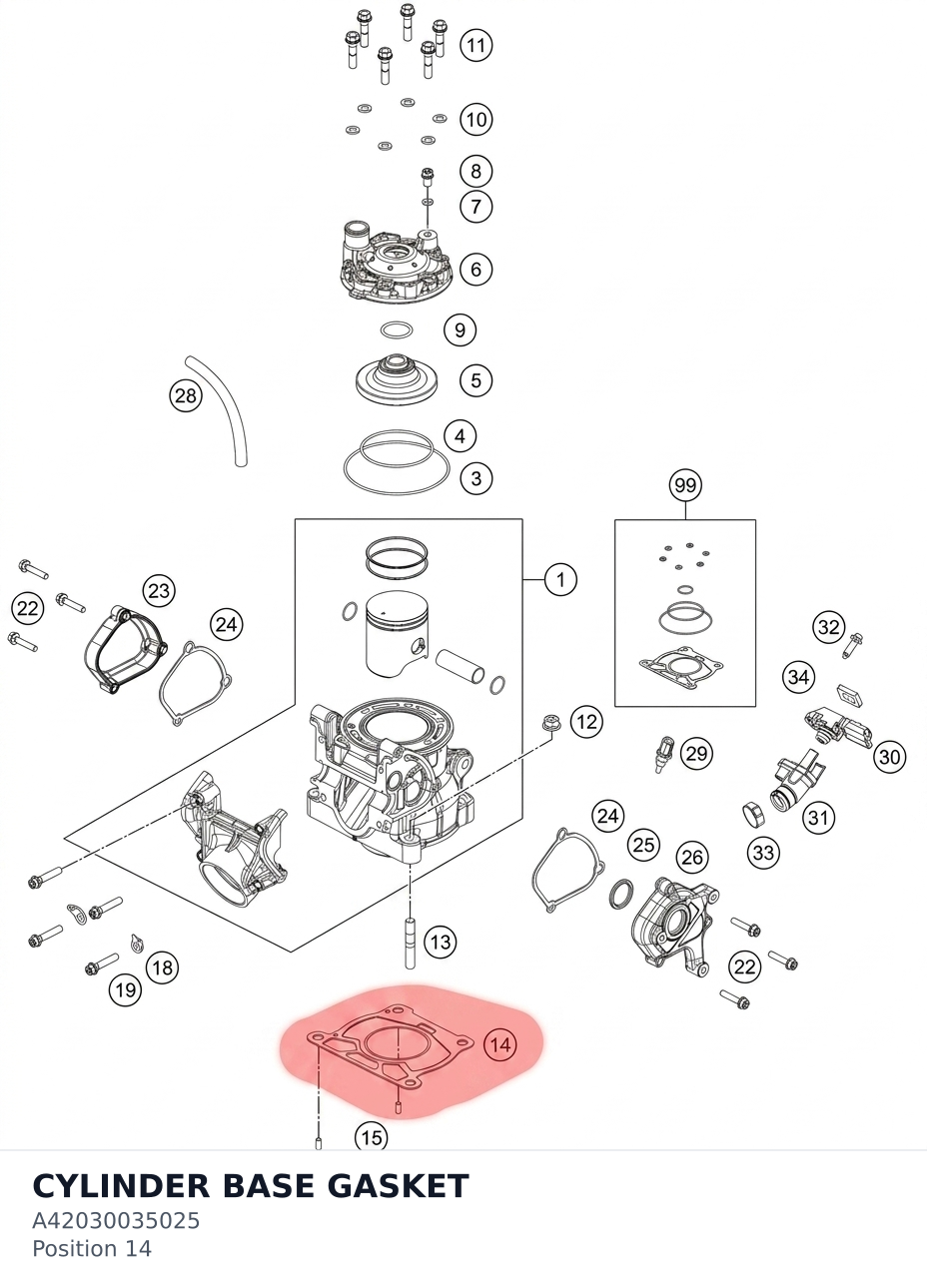 Diagram preview: CYLINDER BASE GASKET (A42030035025)