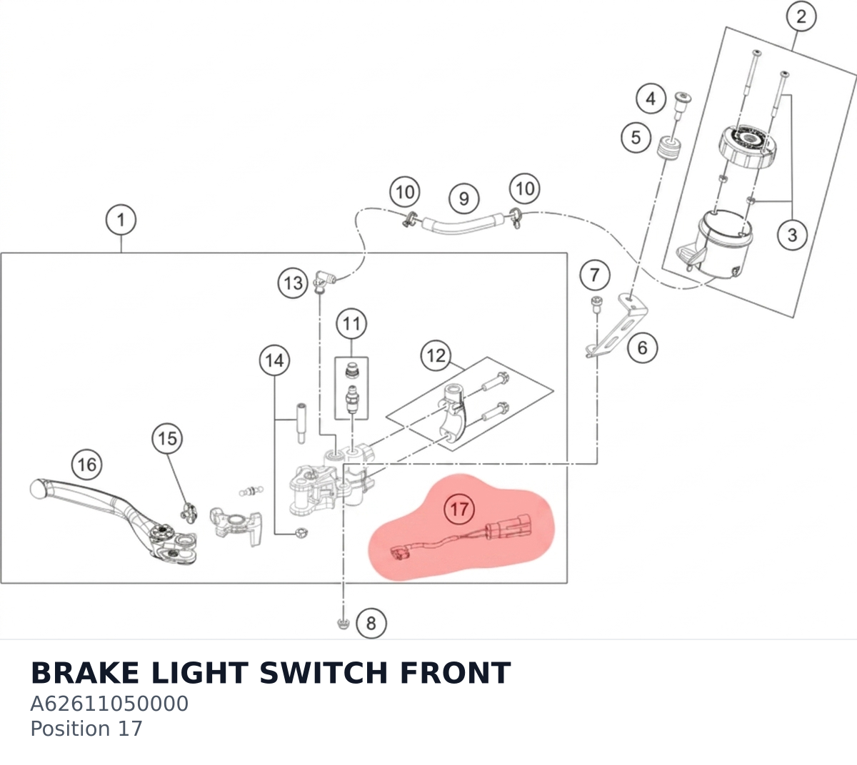 Diagram preview: BRAKE LIGHT SWITCH FRONT (A62611050000)