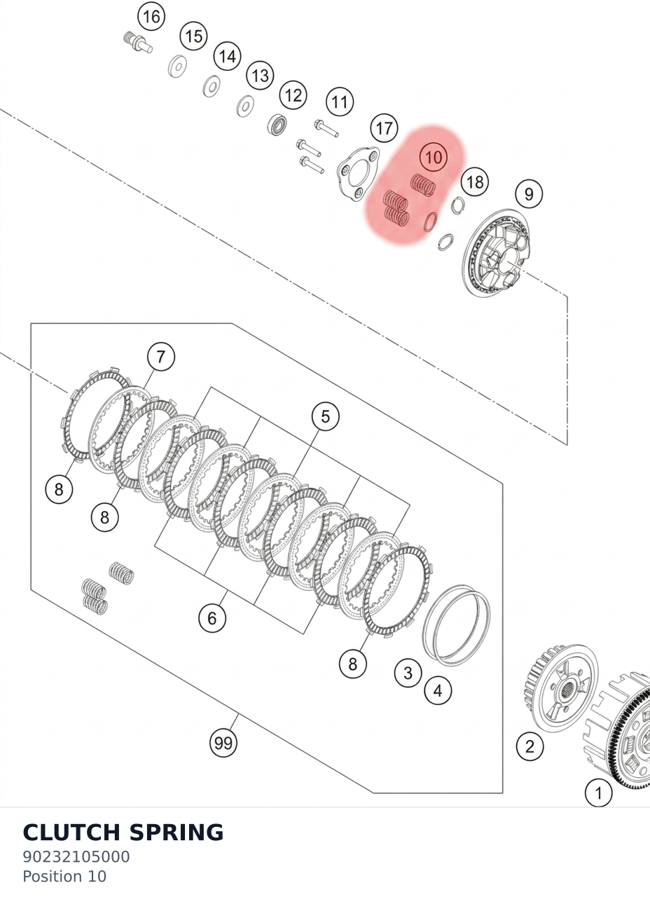 Diagram preview: CLUTCH SPRING (90232105000)