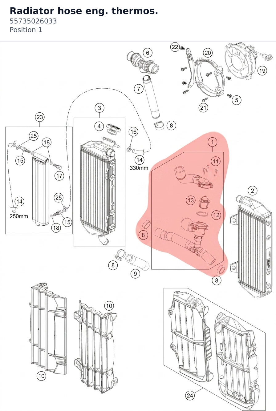 Diagram preview: Radiator hose eng. thermos. (55735026033)