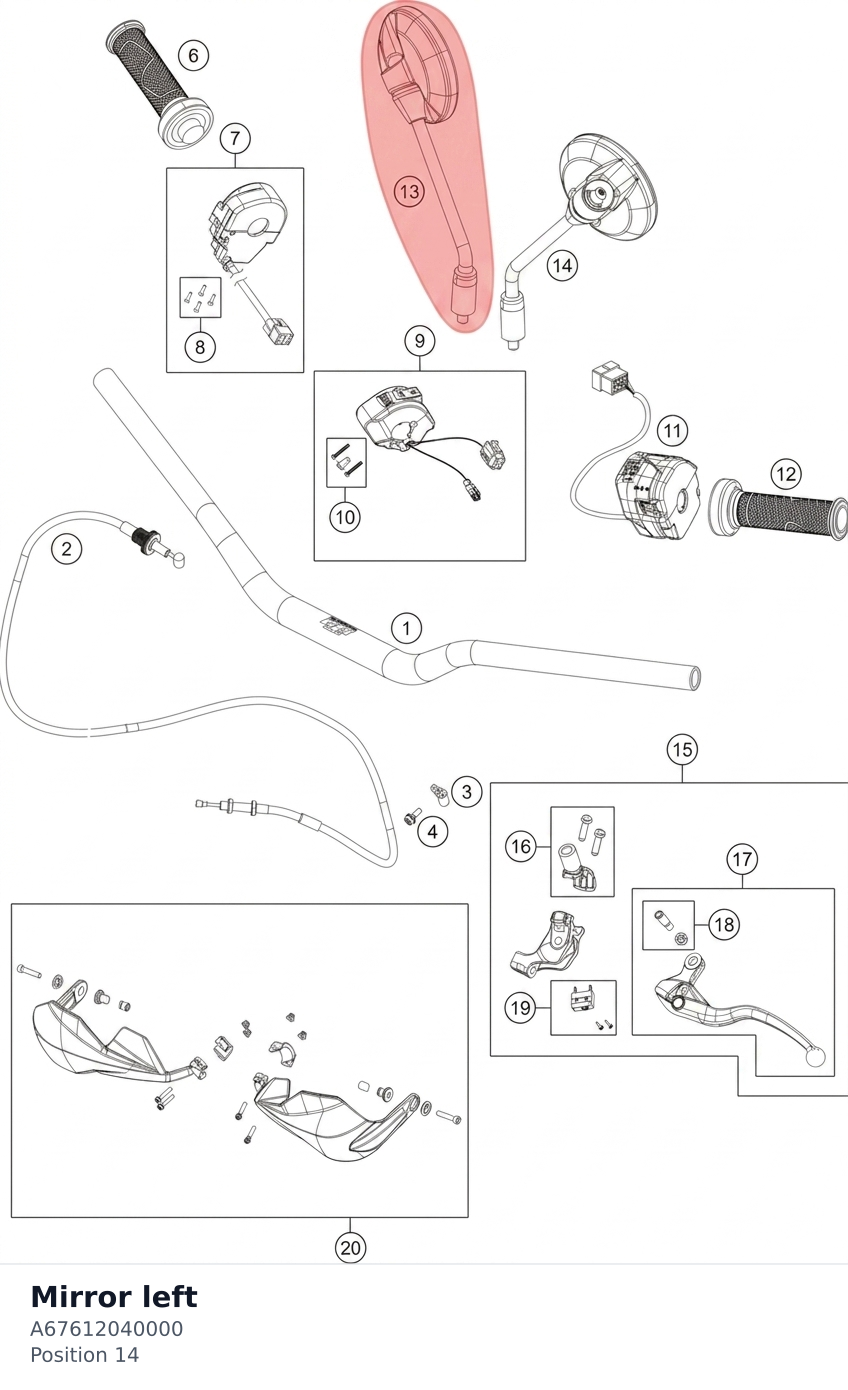 Diagram preview: Mirror left (A67612040000)