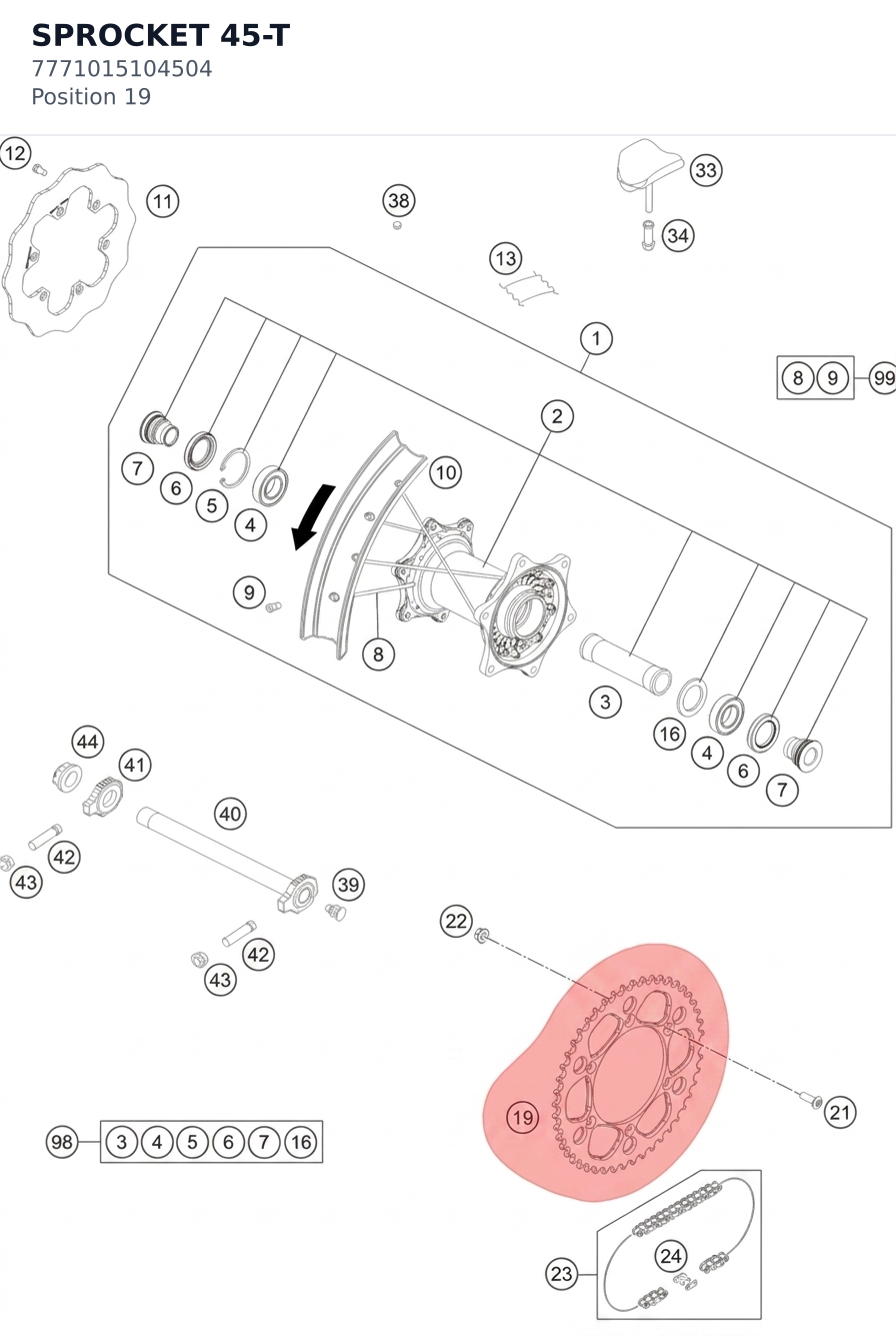 Diagram preview: SPROCKET 45-T (7771015104504)