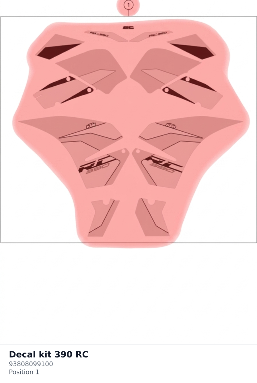 Diagram preview: Decal kit 390 RC (93808099100)