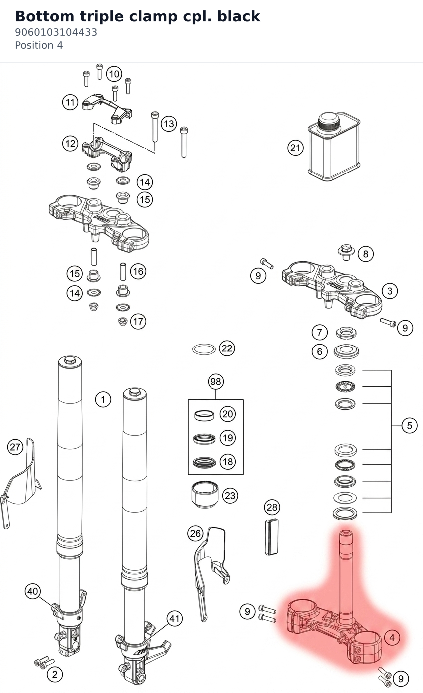 Diagram preview: Bottom triple clamp cpl. black (9060103104433)