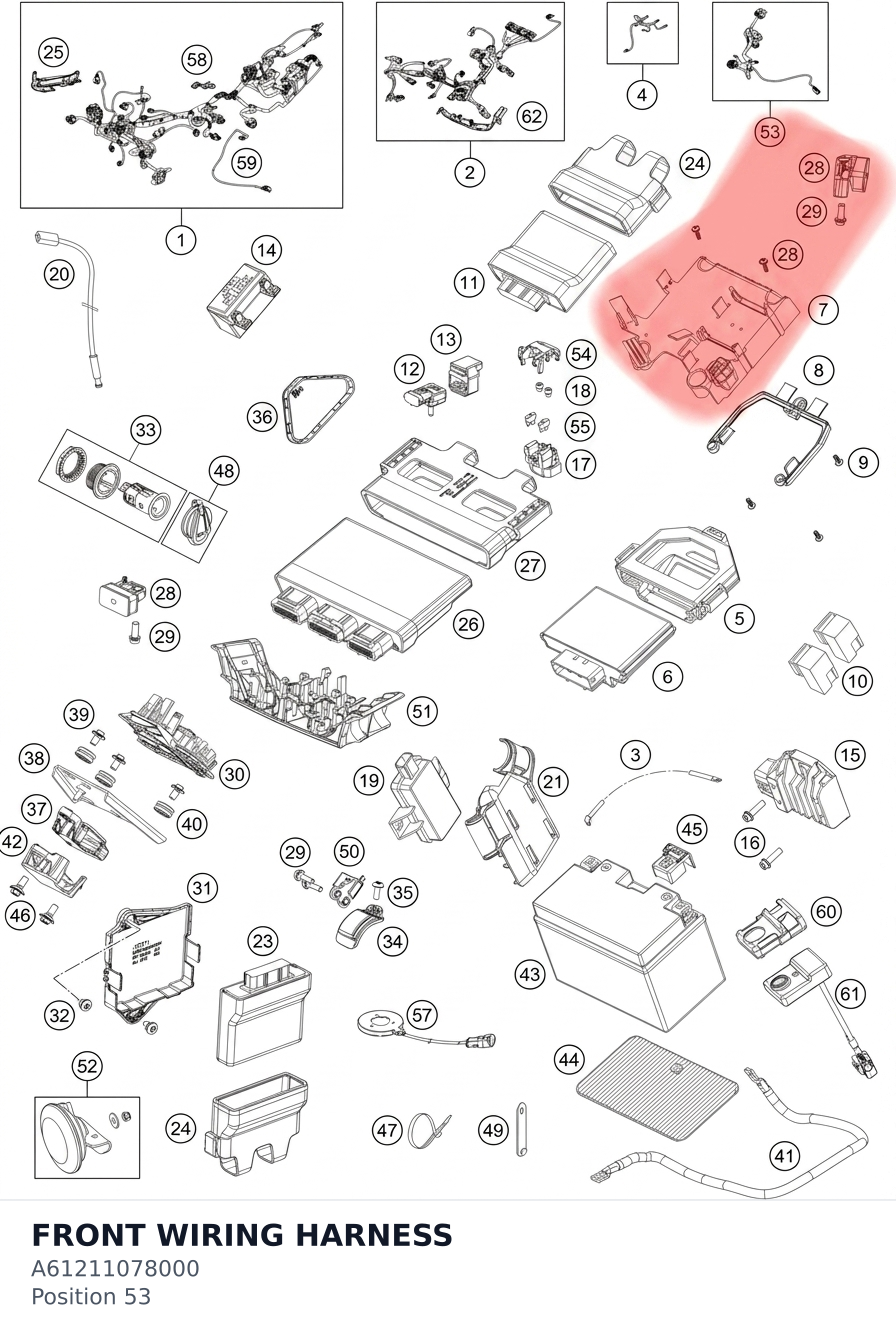 Diagram preview: FRONT WIRING HARNESS (A61211078000)