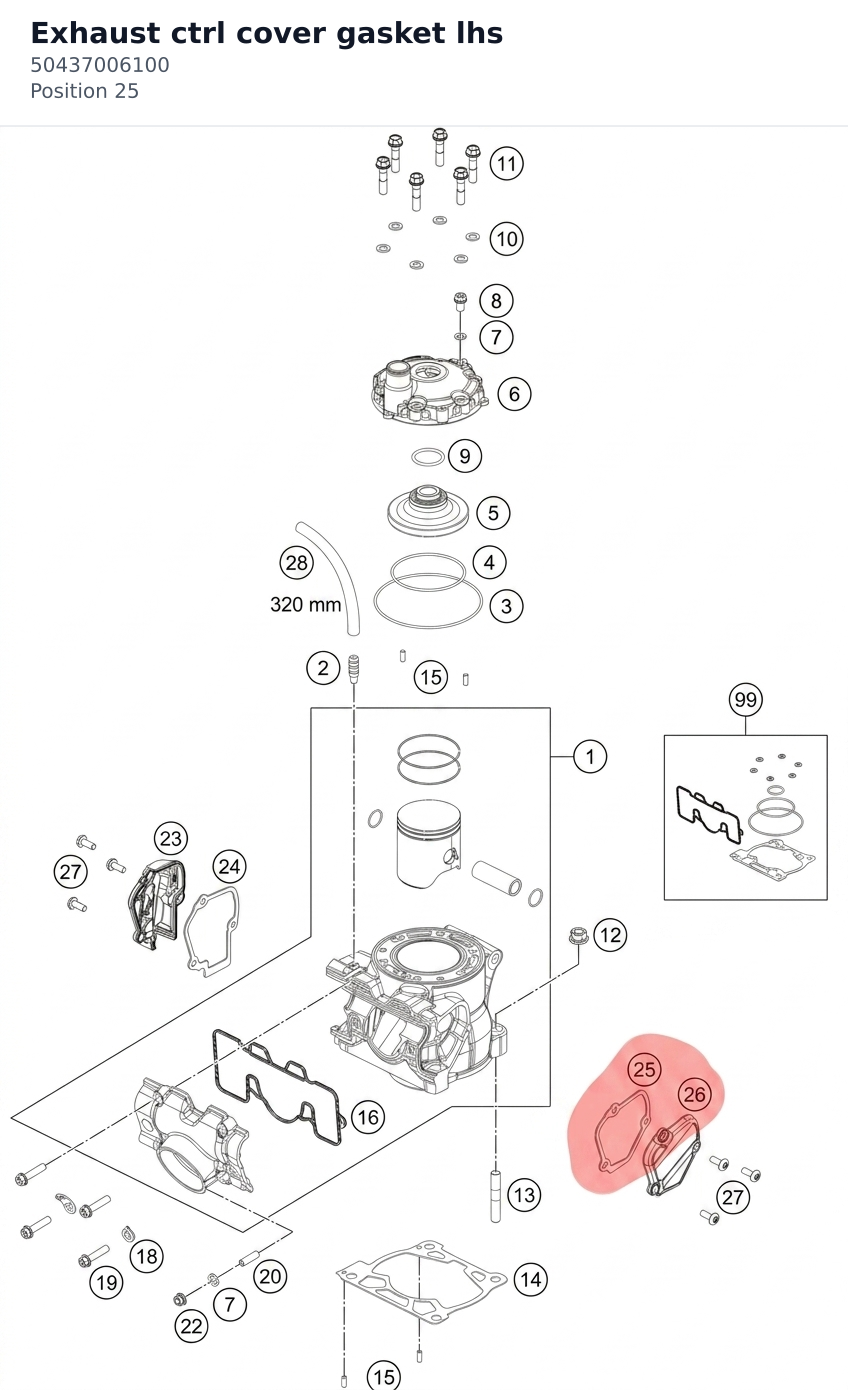 Diagram preview: Exhaust ctrl cover gasket lhs (50437006100)