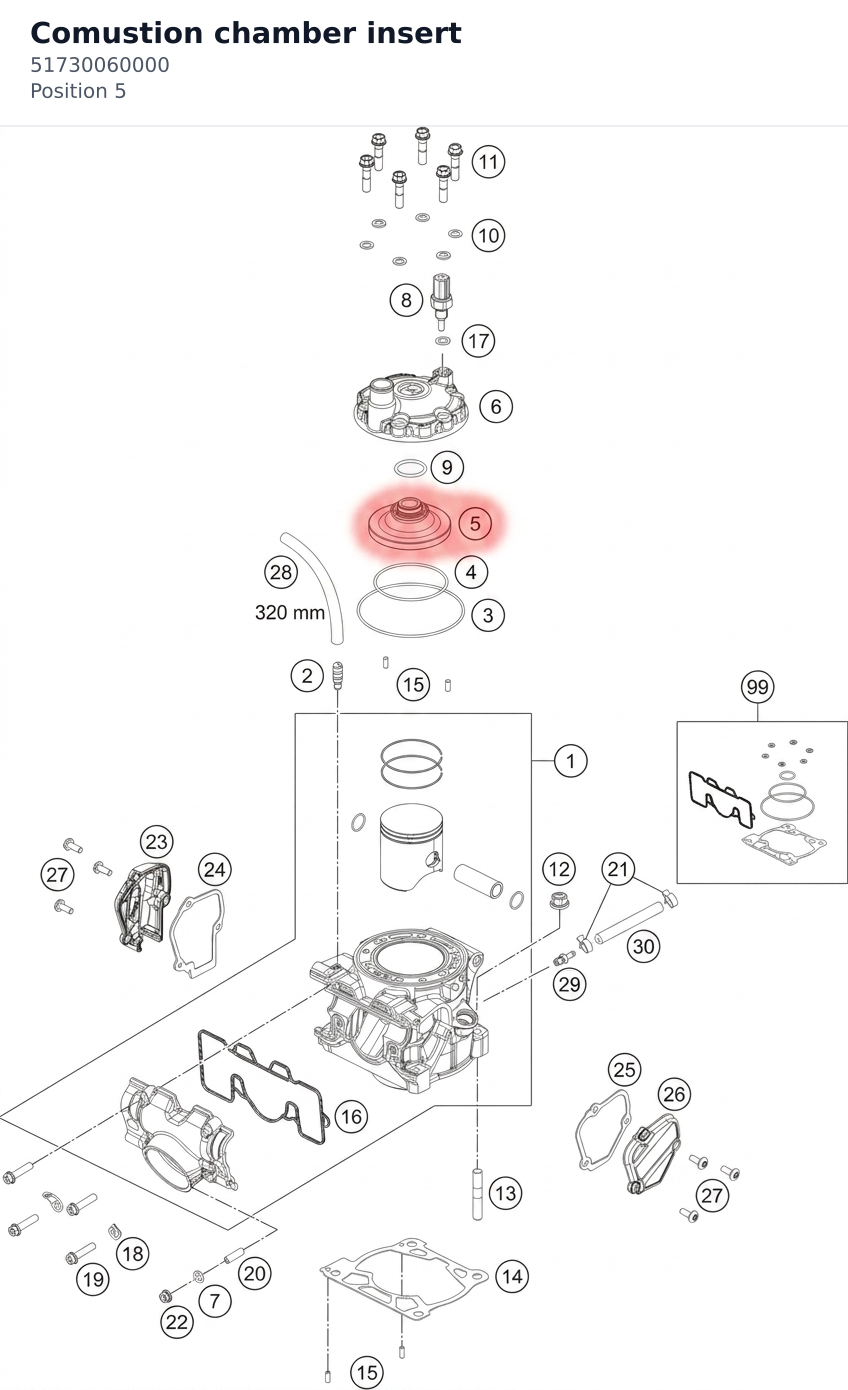 Diagram preview: Comustion chamber insert (51730060000)