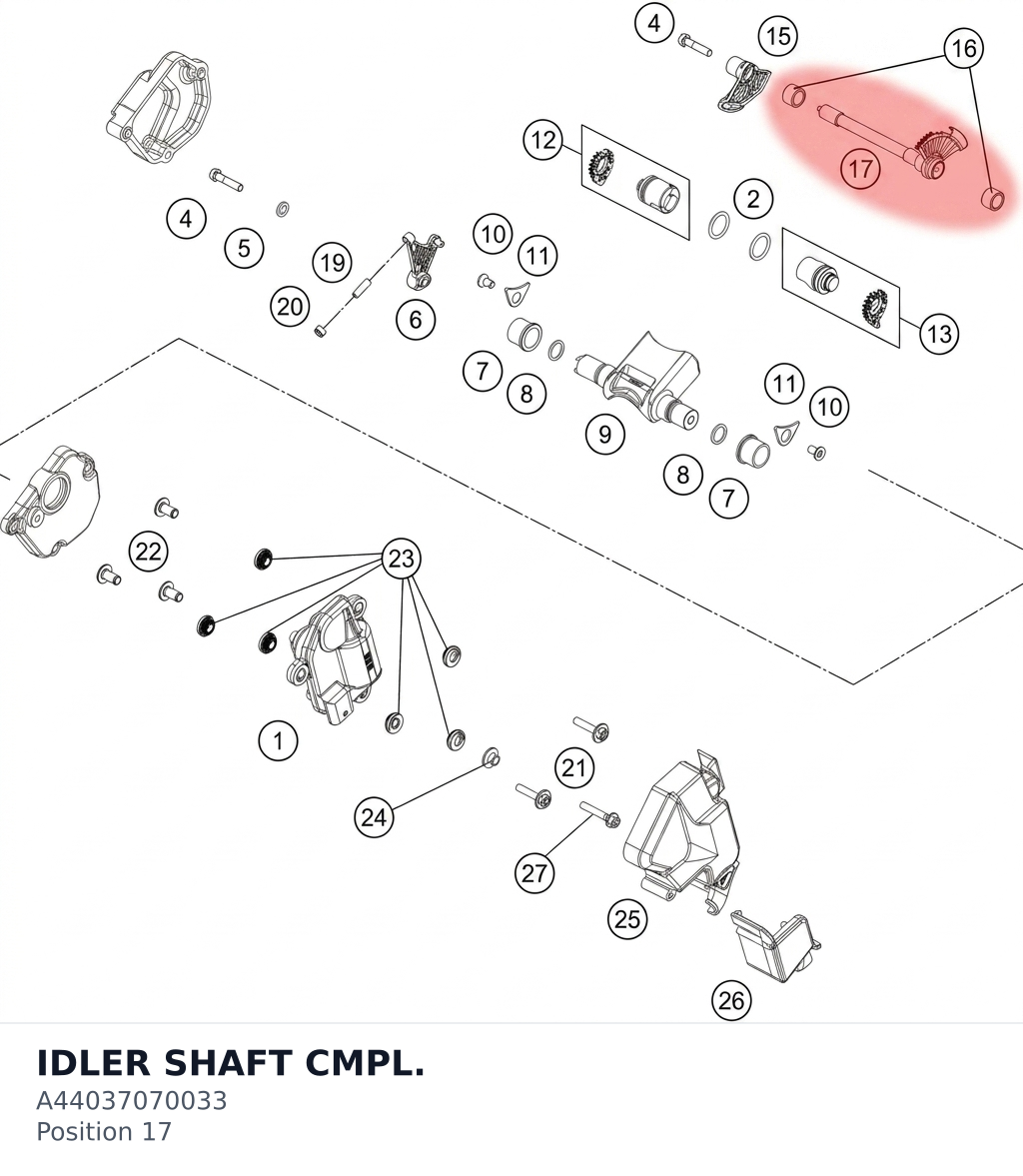 Diagram preview: IDLER SHAFT CMPL. (A44037070033)
