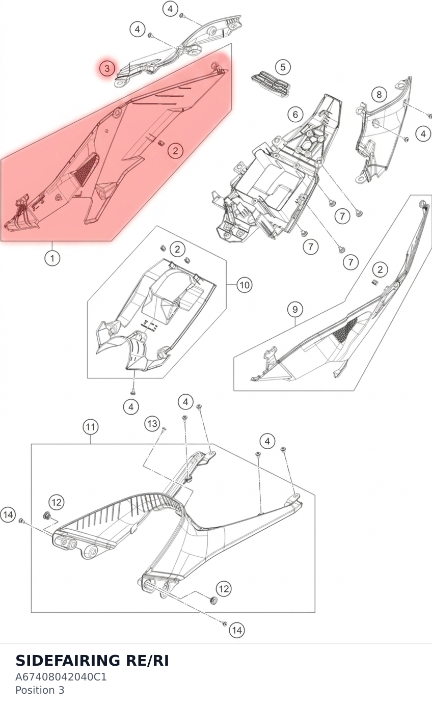 Diagram preview: SIDEFAIRING RE/RI (A67408042040C1)