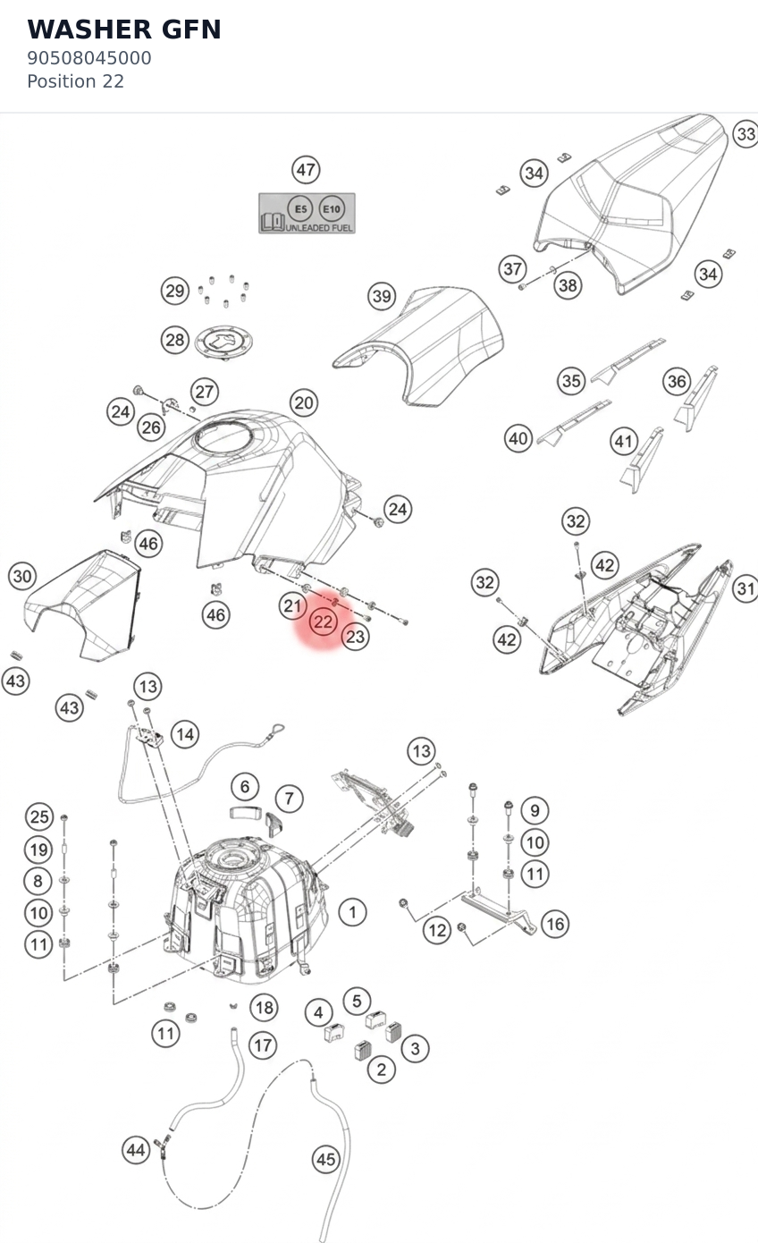 Diagram preview: WASHER GFN (90508045000)