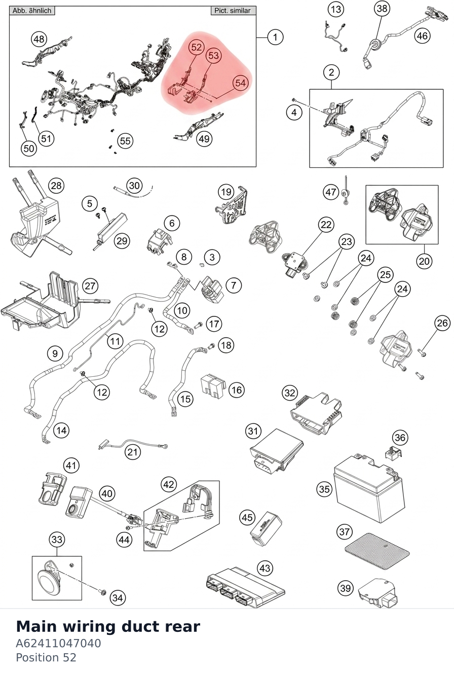 Diagram preview: Main wiring duct rear (A62411047040)