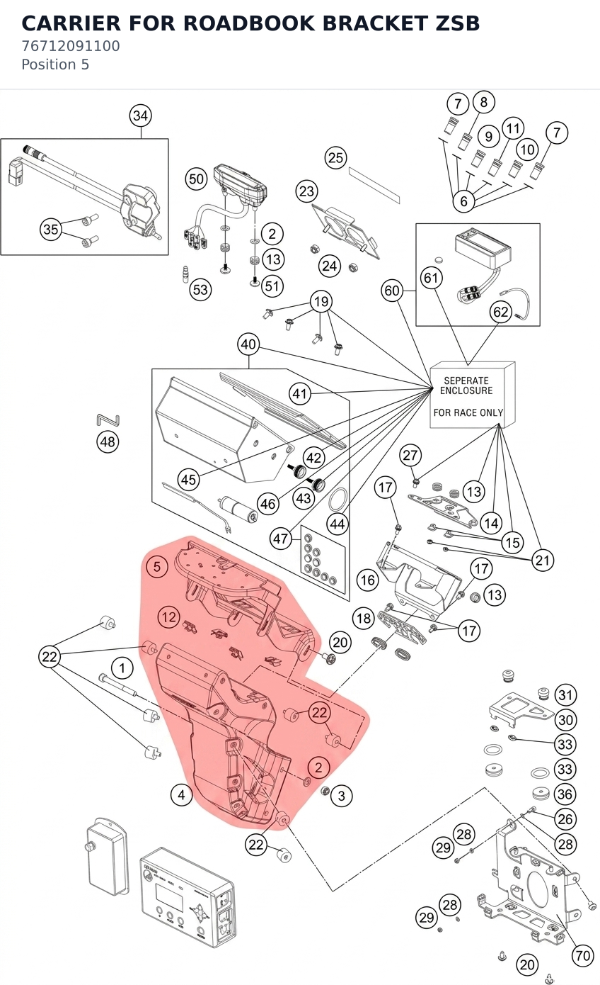 Diagram preview: CARRIER FOR ROADBOOK BRACKET ZSB (76712091100)