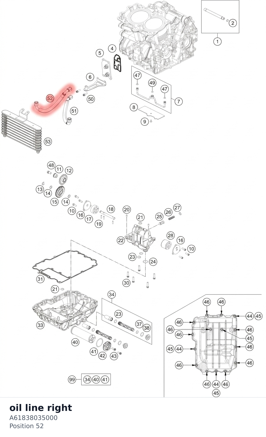 Diagram preview: oil line right (A61838035000)