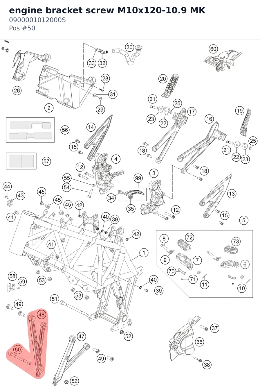 Diagram preview: engine bracket screw M10x120-10.9 MK (0900001012000S)