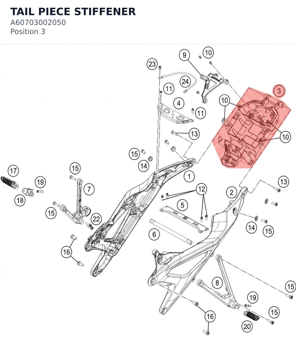 Diagram preview: TAIL PIECE STIFFENER (A60703002050)