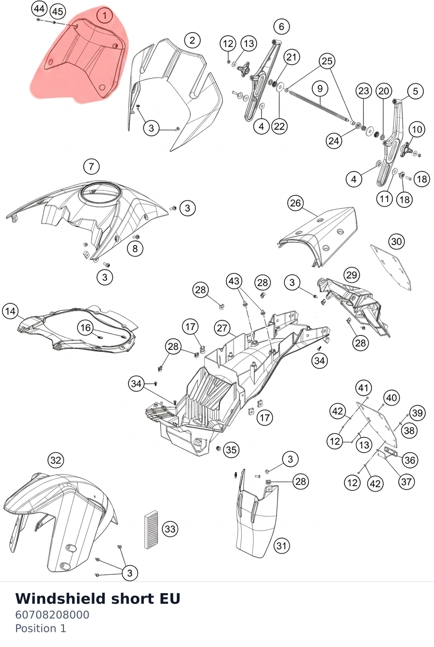 Diagram preview: Windshield short EU (60708208000)
