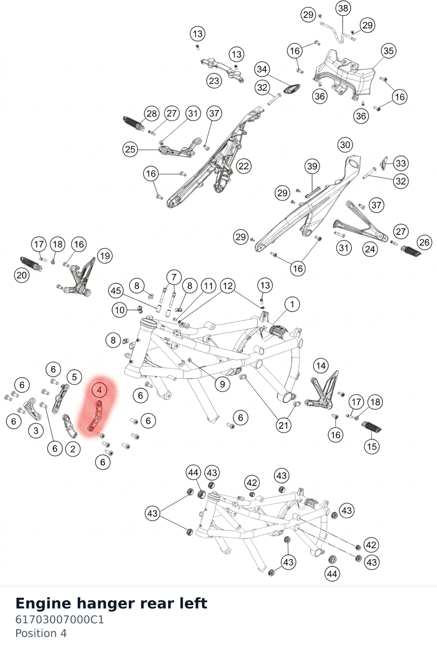Diagram preview: Engine hanger rear left (61703007000C1)