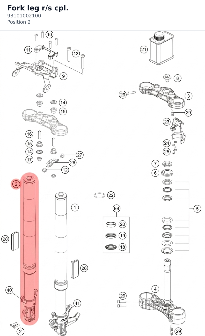 Diagram preview: Fork leg r/s cpl. (93101002100)