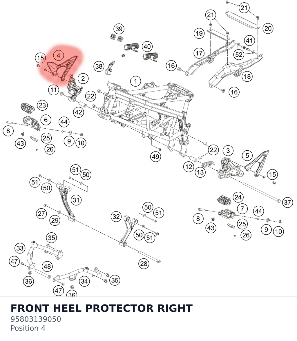 Diagram preview: FRONT HEEL PROTECTOR RIGHT (95803139050)