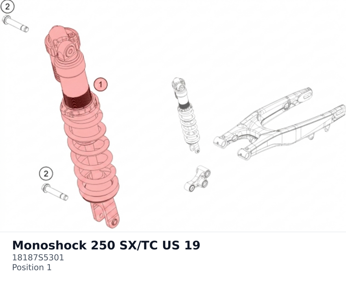 Diagram preview: Monoshock 250 SX/TC US 19 (18187S5301)