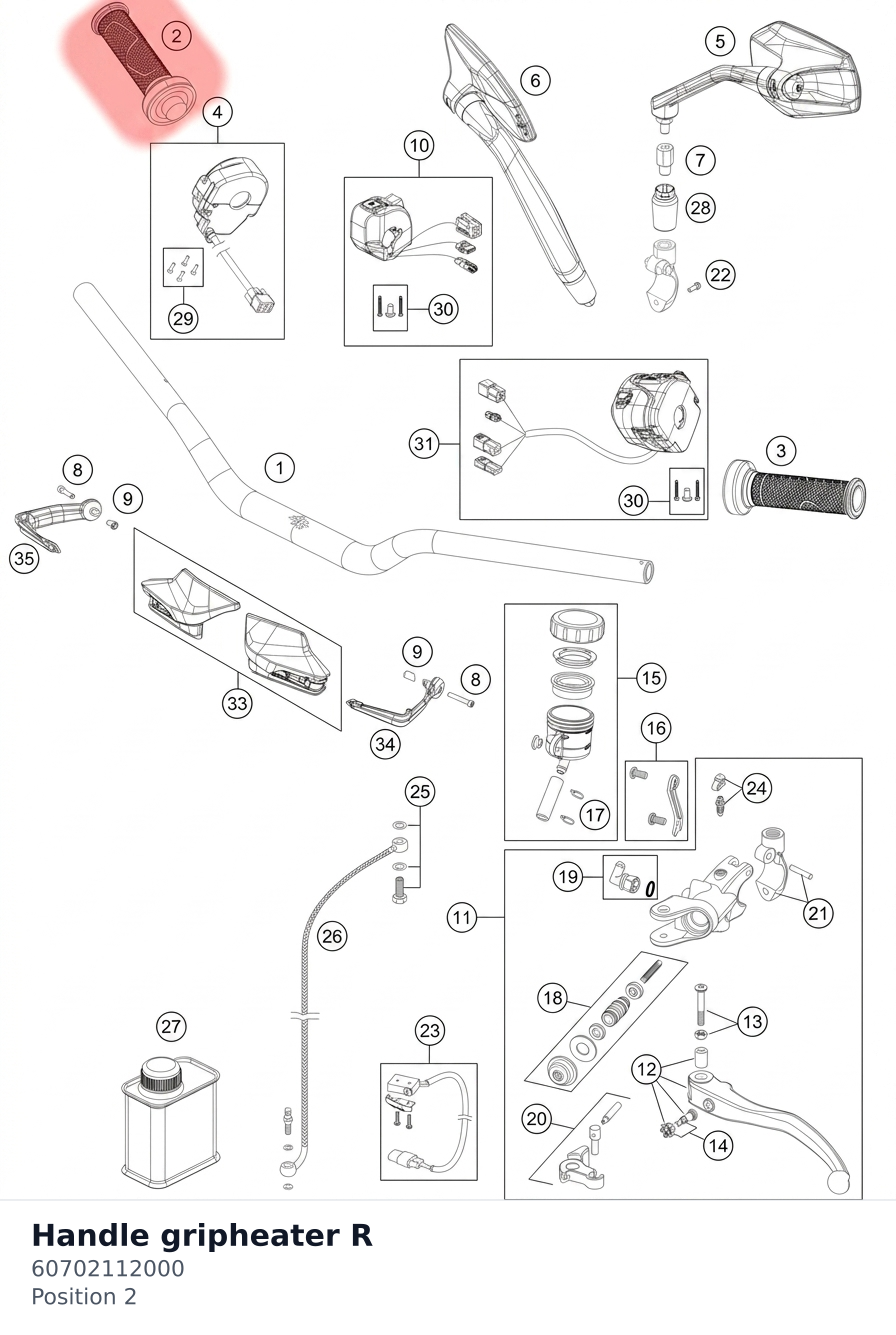 Diagram preview: Handle gripheater R (60702112000)