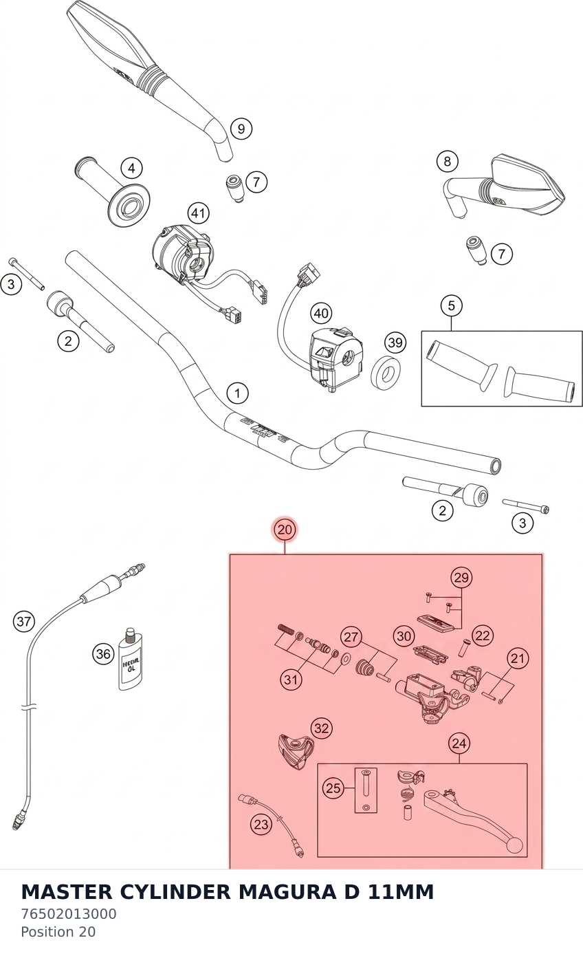 Diagram preview: MASTER CYLINDER MAGURA D 11MM (76502013000)