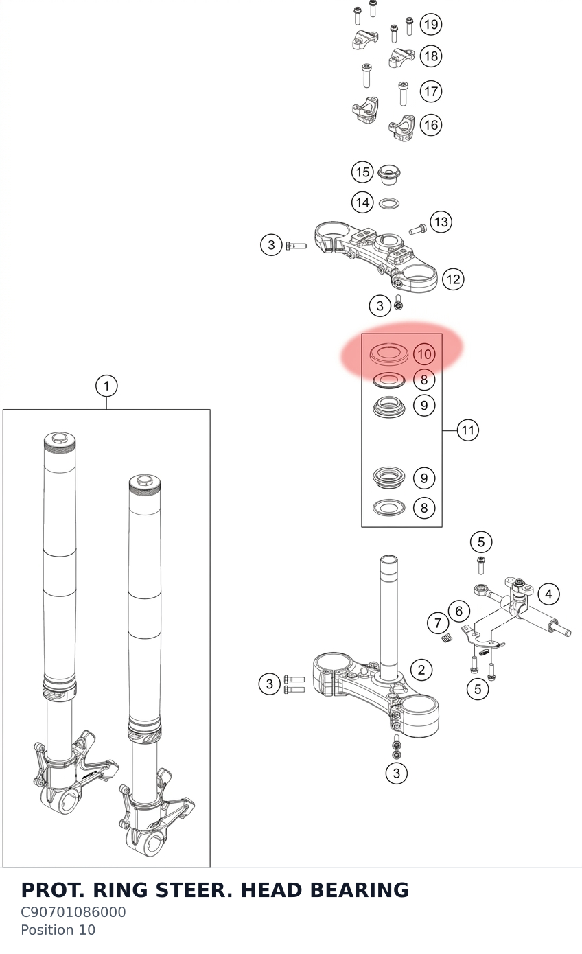 Diagram preview: PROT. RING STEER. HEAD BEARING (C90701086000)