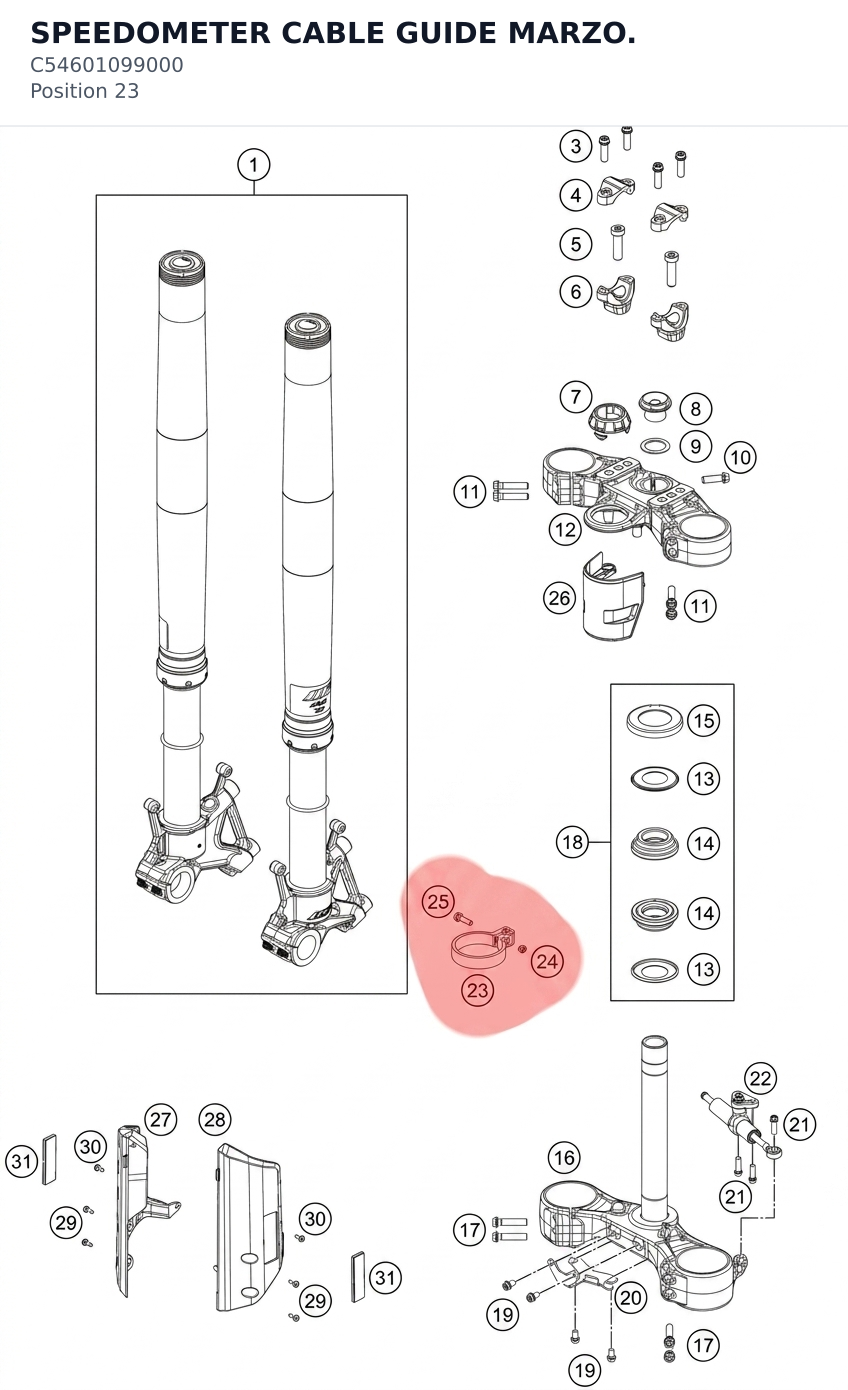 Diagram preview: SPEEDOMETER CABLE GUIDE MARZO. (C54601099000)