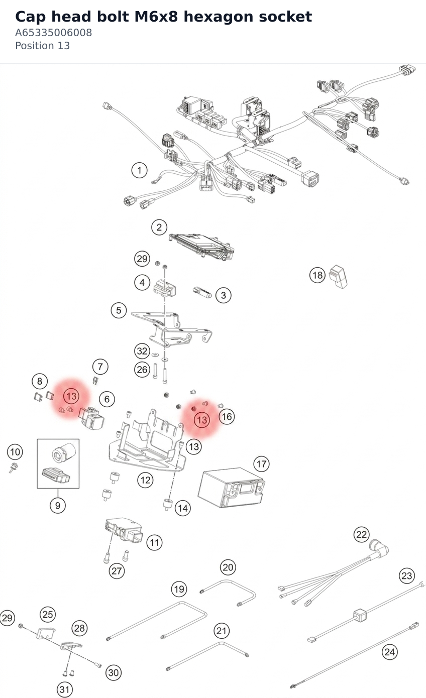 Diagram preview: Cap head bolt M6x8 hexagon socket (A65335006008)