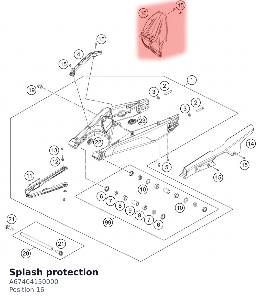 Diagram preview: Splash protection (A67404150000)