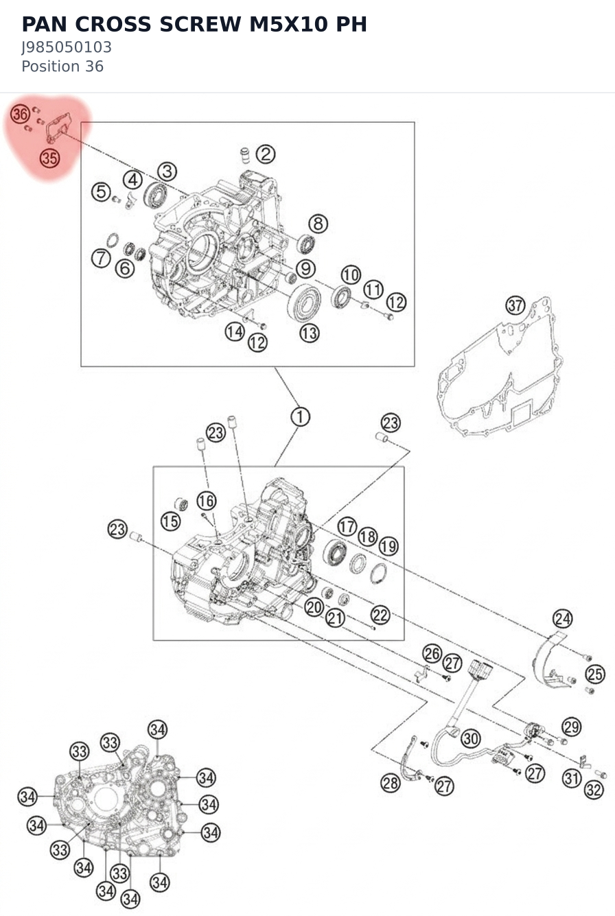 Diagram preview: PAN CROSS SCREW M5X10 PH (J985050103)