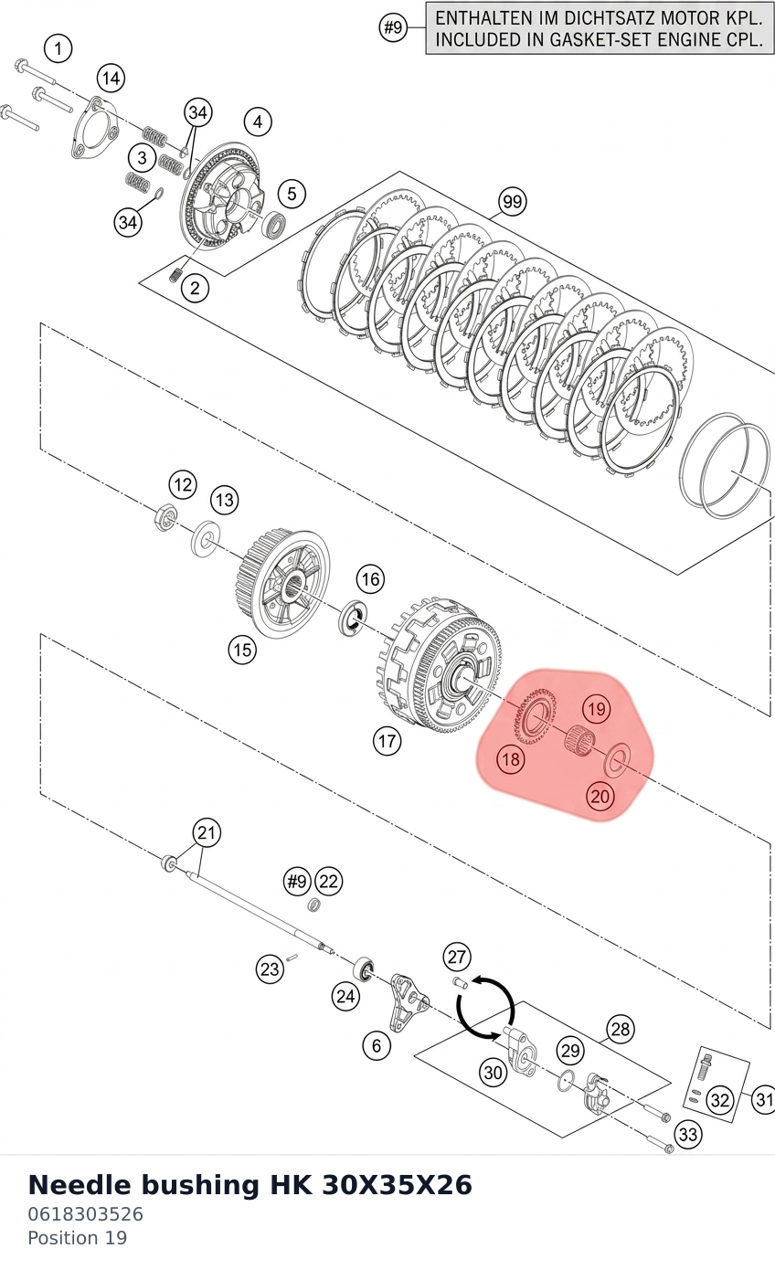 Diagram preview: Needle bushing HK 30X35X26 (0618303526)