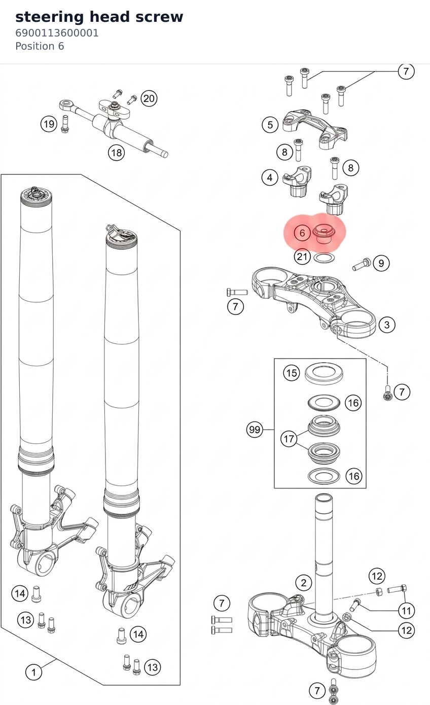 Diagram preview: steering head screw (6900113600001)